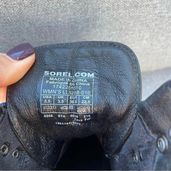 Sorel Conquest Wedge Waterproof Black Lace Up Boots 5.5 - Picture 9 of 10